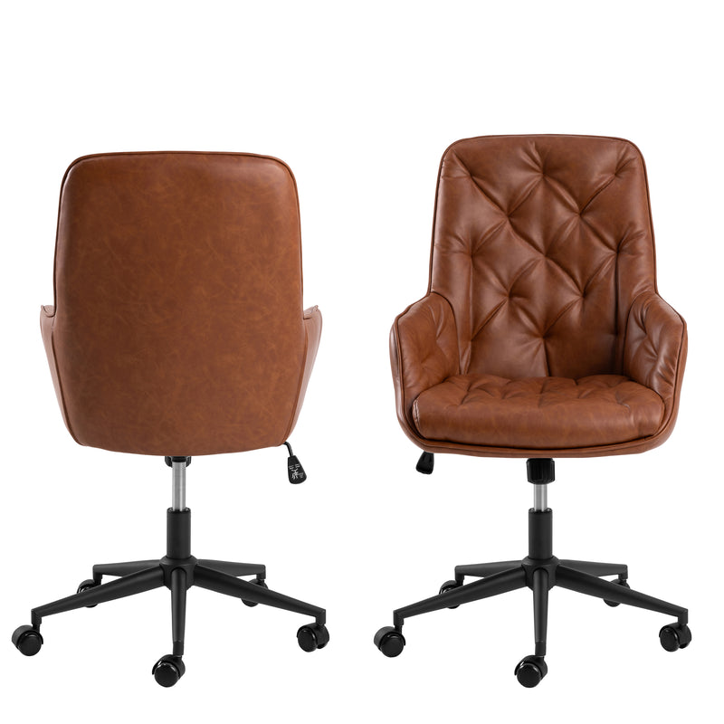 Erik Gas Lift Desk Chair in Brandy PU — side angle