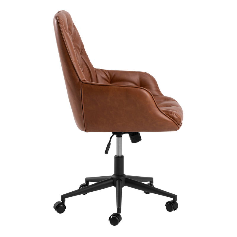 Erik Gas Lift Desk Chair in Brandy PU — detail view