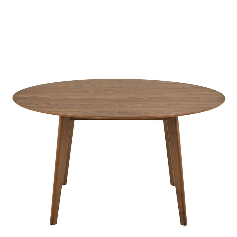 Roxby Round Dining Table in Walnut 140cm — side angle