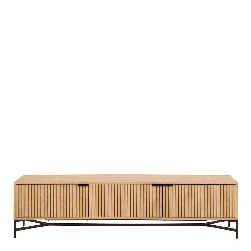 Jaipur TV Unit With 3 Doors 176cm Wide in Oak — side angle
