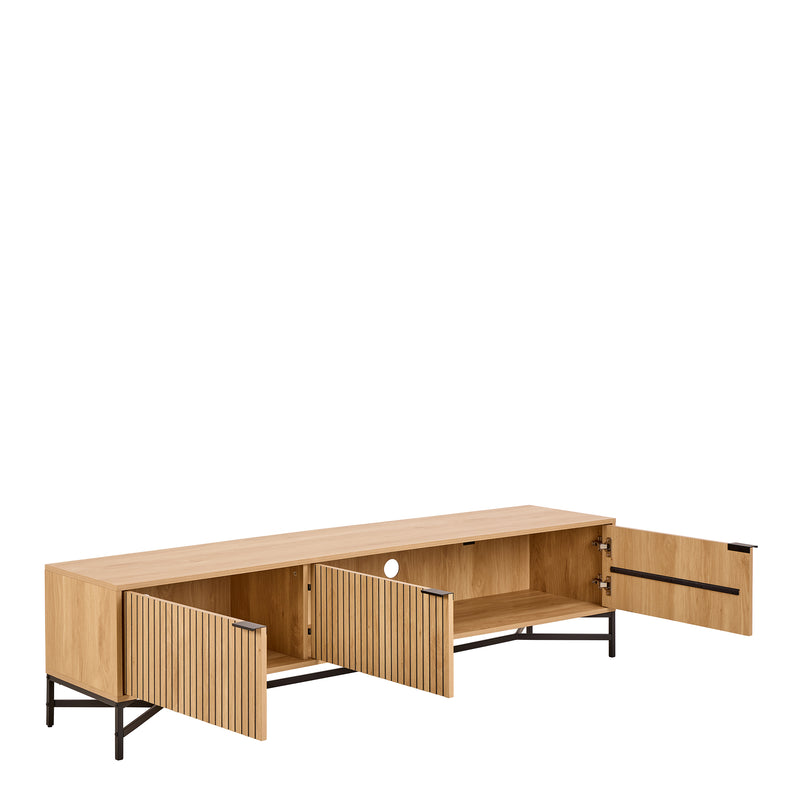 Jaipur TV Unit With 3 Doors 176cm Wide in Oak — alternative angle
