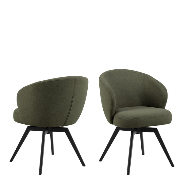 Darlene Dining Chair with Armrest and Swivel Function in Green