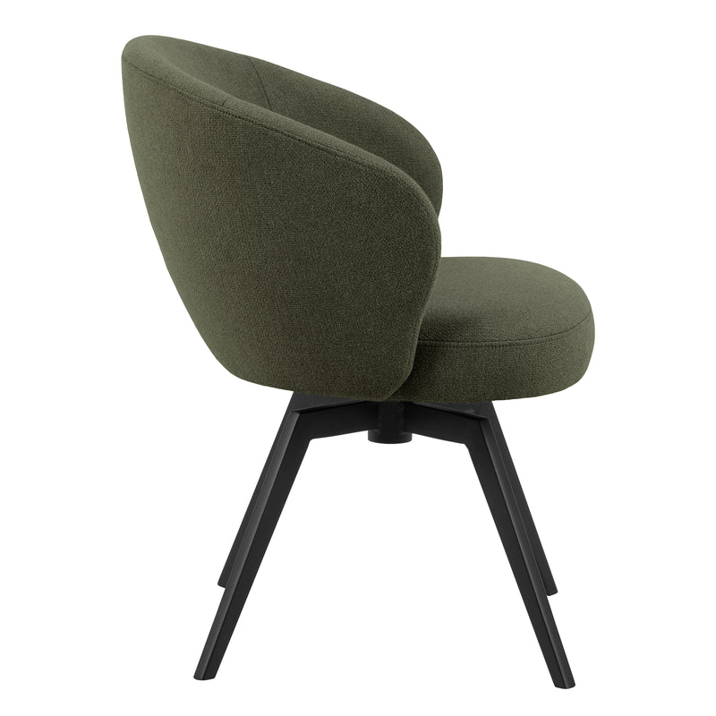 Darlene Dining Chair with Armrest and Swivel Function in Green — detail view