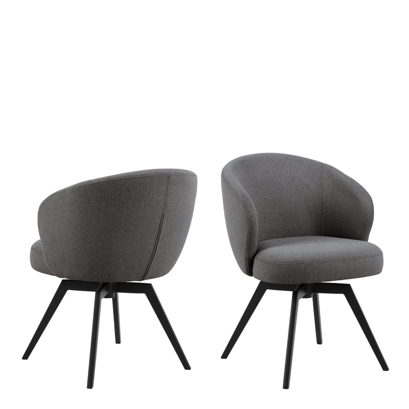 Darlene Dining Chair with Armrest and Swivel Function in Grey — front view