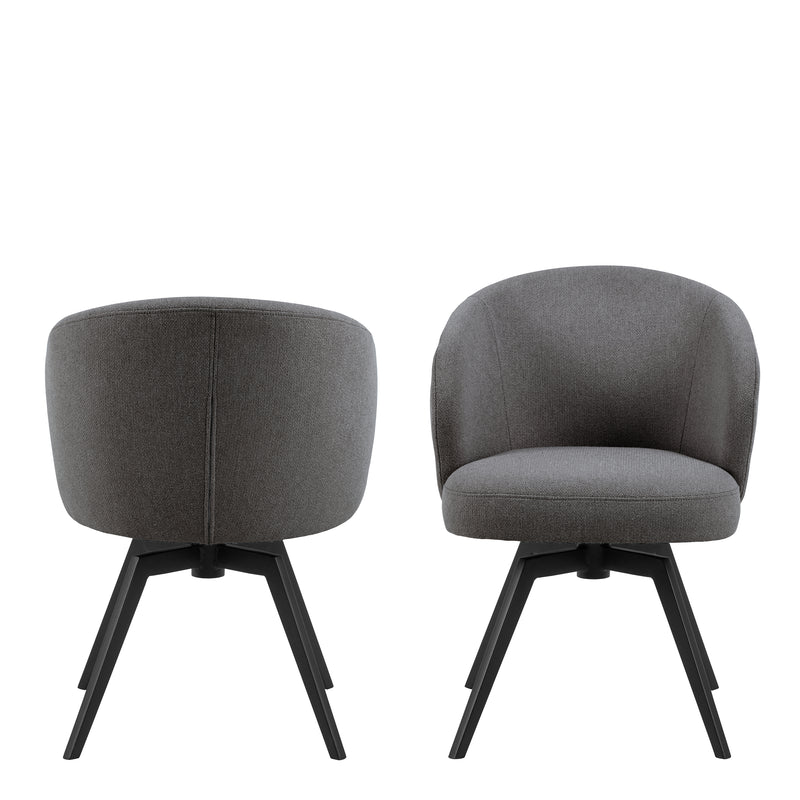 Darlene Dining Chair with Armrest and Swivel Function in Grey — side angle