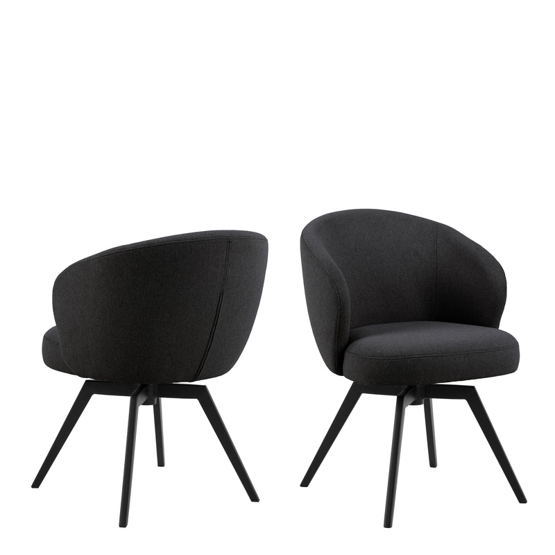 Darlene Dining Chair with Armrest and Swivel Function in Black — front view