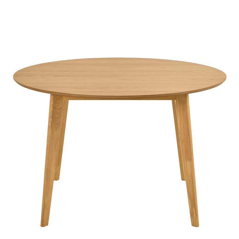 Roxby Round Dining Table in Matt Oak 120cm — side angle