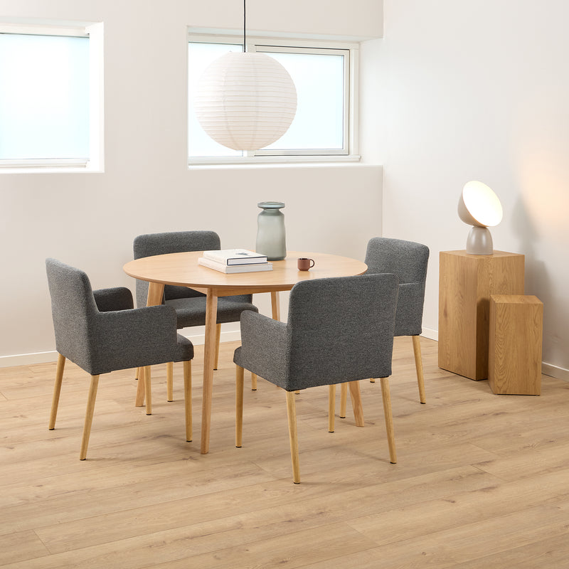 Roxby Round Dining Table in Matt Oak 120cm — alternative angle