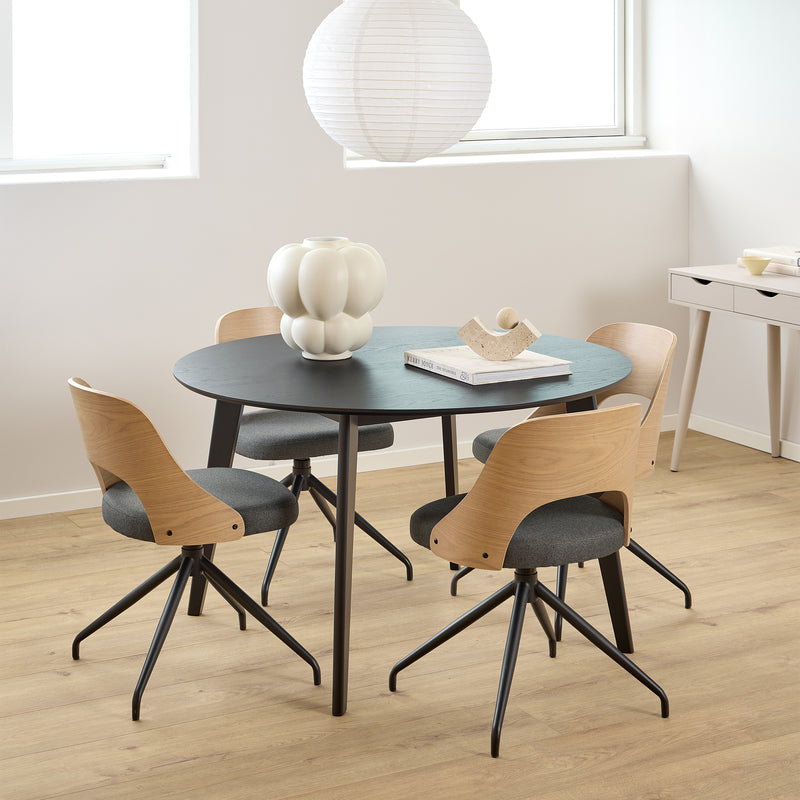 Roxby Round Dining Table in Matt Black 120cm — detail view