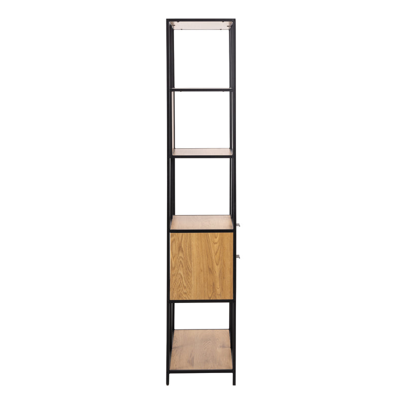 Seaford Tall Wild Oak Metal 2 Drawer Bookcase With 4 Shelves — detail view