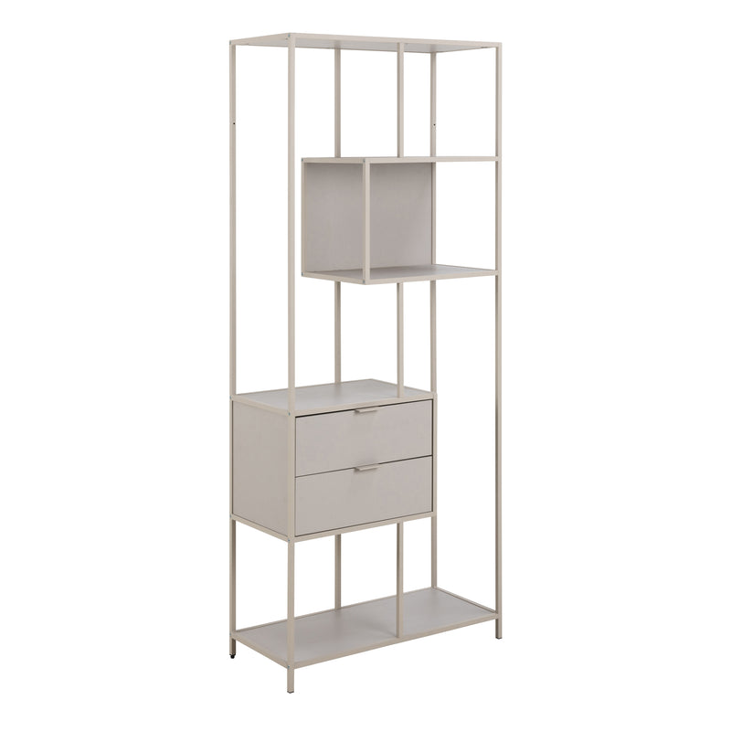 Seaford Tall Grey Metal 2 Drawer Bookcase with 4 Shelves — front view