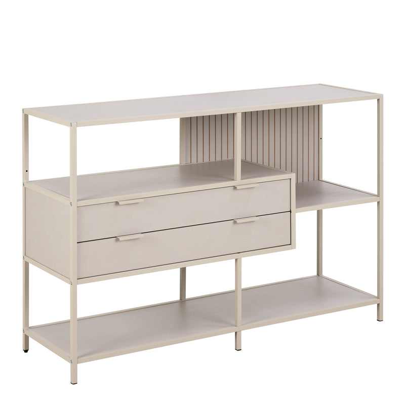 Seaford Grey Storage Unit with 2 Drawers and 3 Shelves — front view