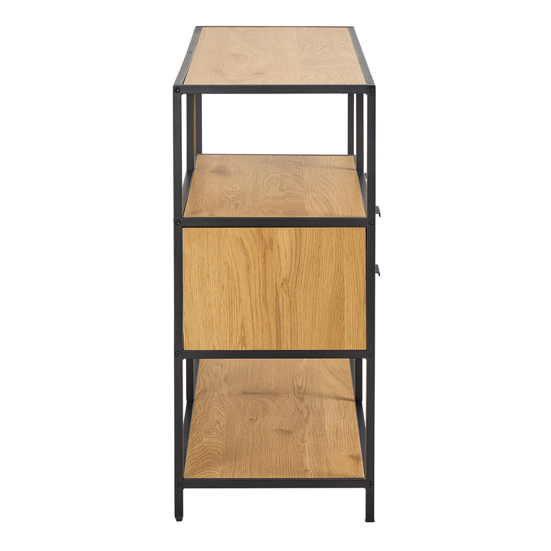 Seaford Wide Oak Metal Bookcase 2 Drawers and 3 Shelves in Matt Wild Oak — detail view