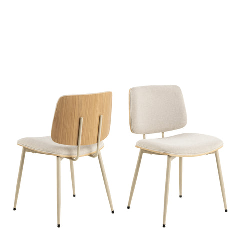 Owen Dining Chair in Apia Fabric Beige Set of 2 — front view