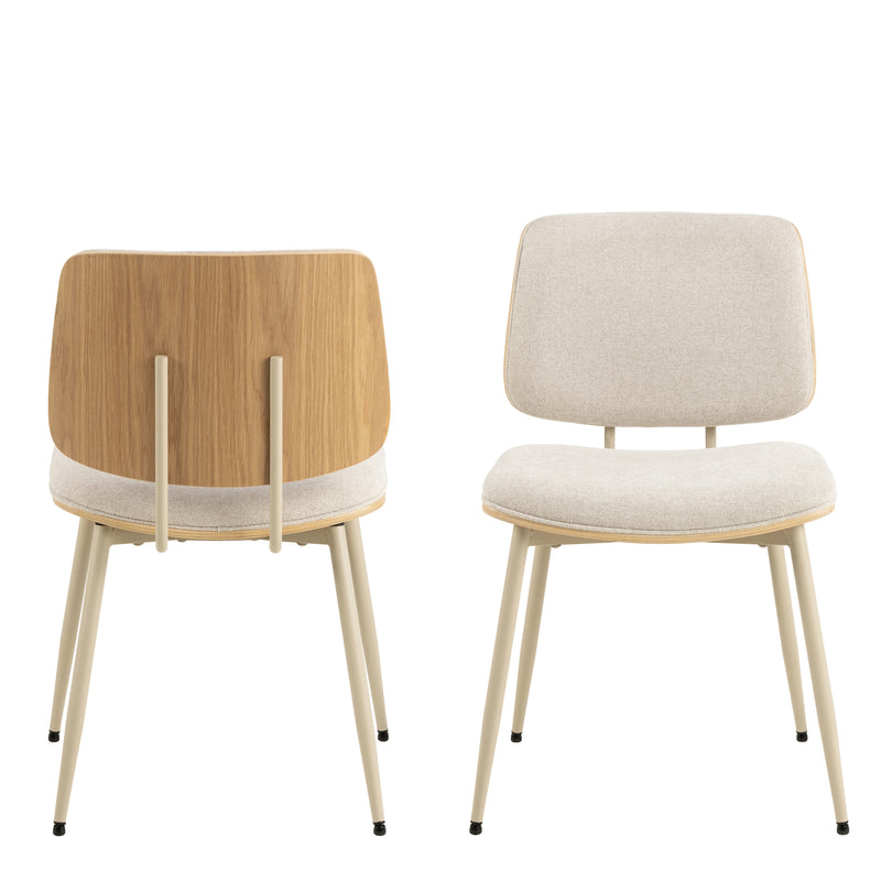 Owen Dining Chair in Apia Fabric Beige Set of 2 — side angle