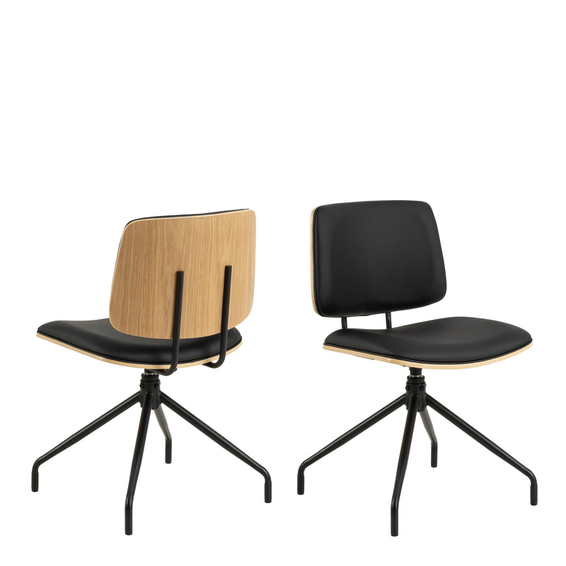 Owen Swivel Dining Chairs in Matt Black Set of 2 — front view