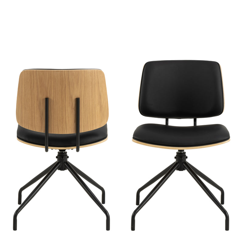 Owen Swivel Dining Chairs in Matt Black Set of 2 — side angle