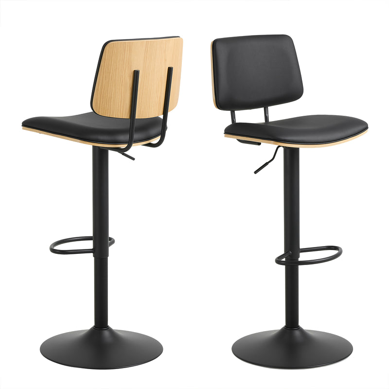 Owen Swivel Bar Stool With Height Adjustable Function in Matt Black — front view