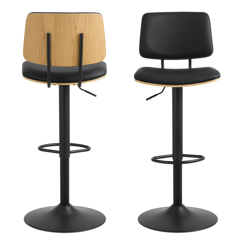 Owen Swivel Bar Stool With Height Adjustable Function in Matt Black — side angle