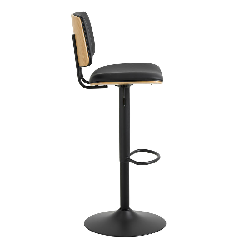 Owen Swivel Bar Stool With Height Adjustable Function in Matt Black — detail view