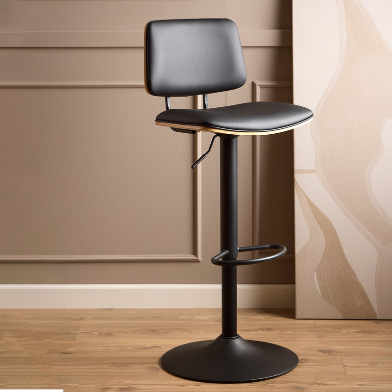 Owen Swivel Bar Stool With Height Adjustable Function in Matt Black — alternative angle