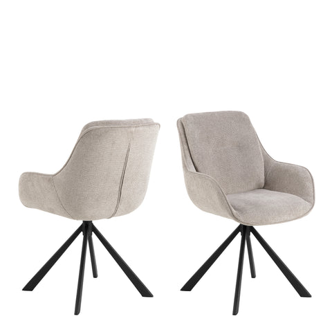 Carrie Swivel Dining Chair in Sand Set of 2 — front view