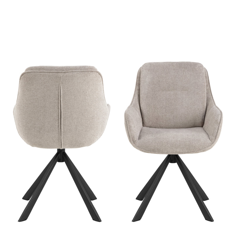 Carrie Swivel Dining Chair in Sand Set of 2 — side angle