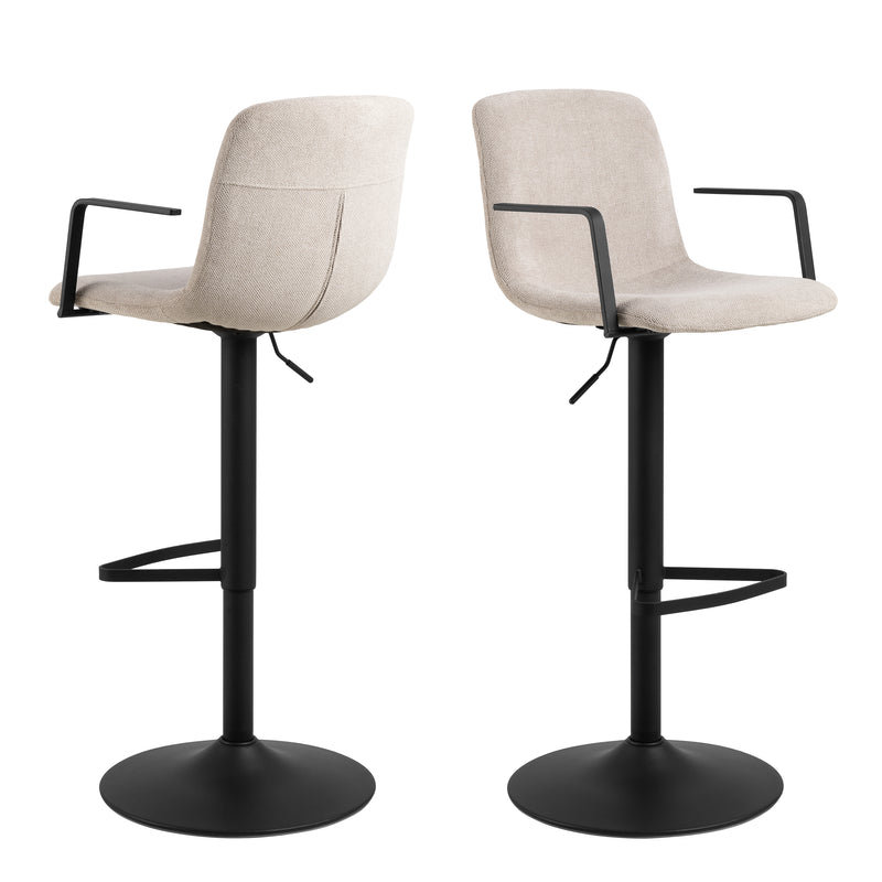 Pablo Swivel Beige Bar Stool With Adjustable Height Function Set of 2 — front view