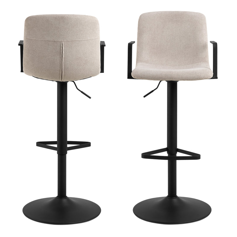 Pablo Swivel Beige Bar Stool With Adjustable Height Function Set of 2 — side angle