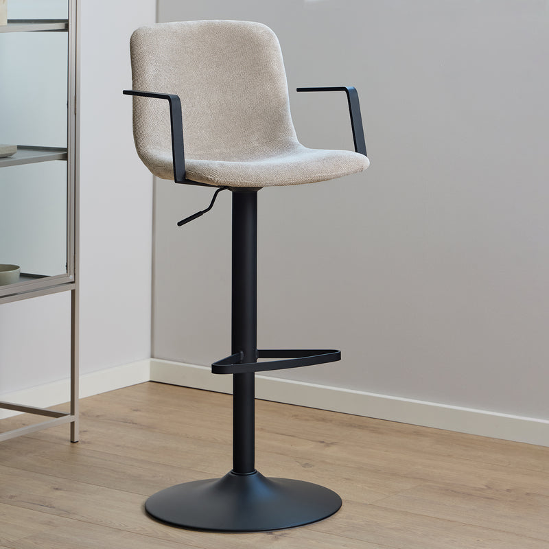 Pablo Swivel Beige Bar Stool With Adjustable Height Function Set of 2 — alternative angle