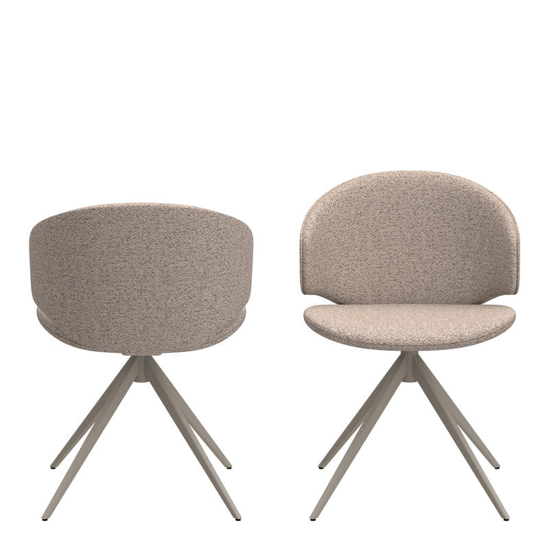 Ella Swivel Beige Dining Chair — side angle