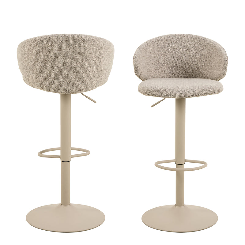 Ella Swivel Beige Bar Stool Set of 2 — side angle