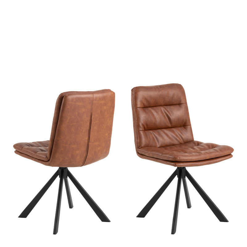 Dean Brandy PU Swivel Dining Chair Set of 2 — front view