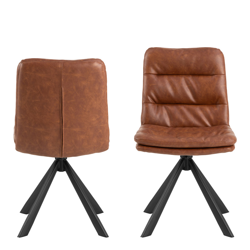 Dean Brandy PU Swivel Dining Chair Set of 2 — side angle