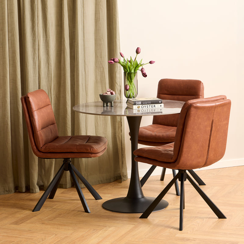 Dean Brandy PU Swivel Dining Chair Set of 2 — alternative angle