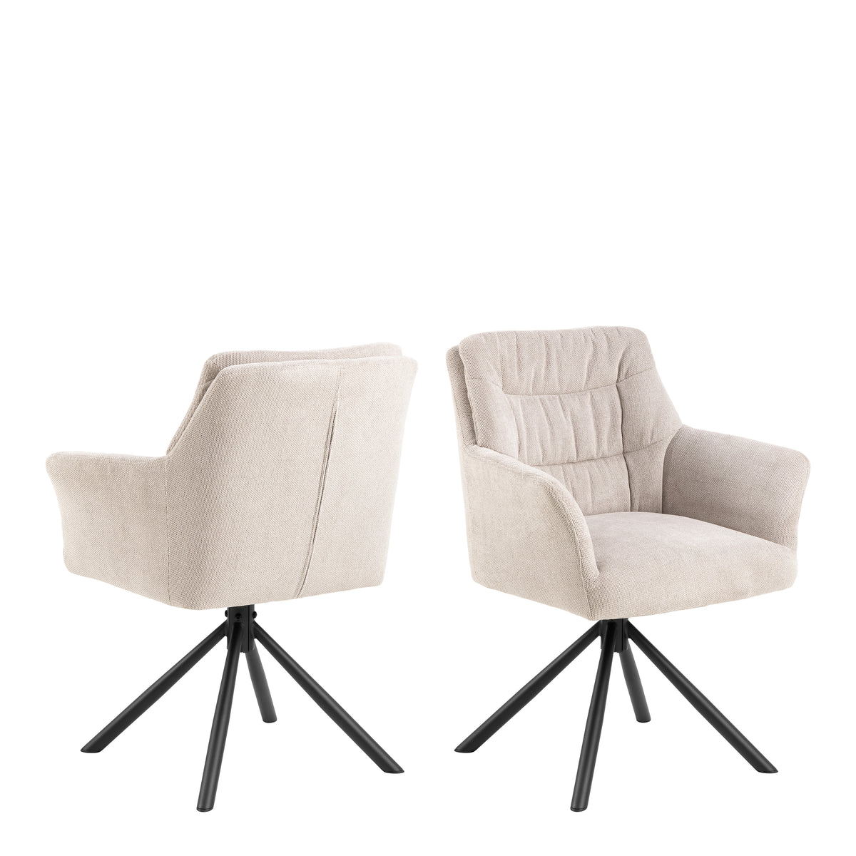 Alonso Swivel Cream Dining Chair with Armrest Set of 2 — front view