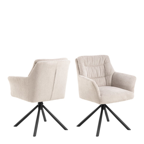 Alonso Swivel Cream Dining Chair with Armrest Set of 2 — front view