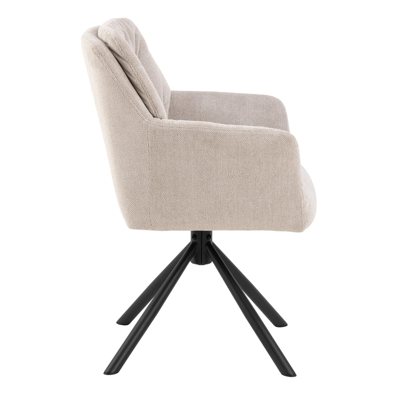 Alonso Swivel Cream Dining Chair with Armrest Set of 2 — detail view