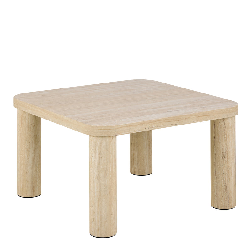 Solano Square Coffee Table in Light Travertine 60 x 60 cm — front view