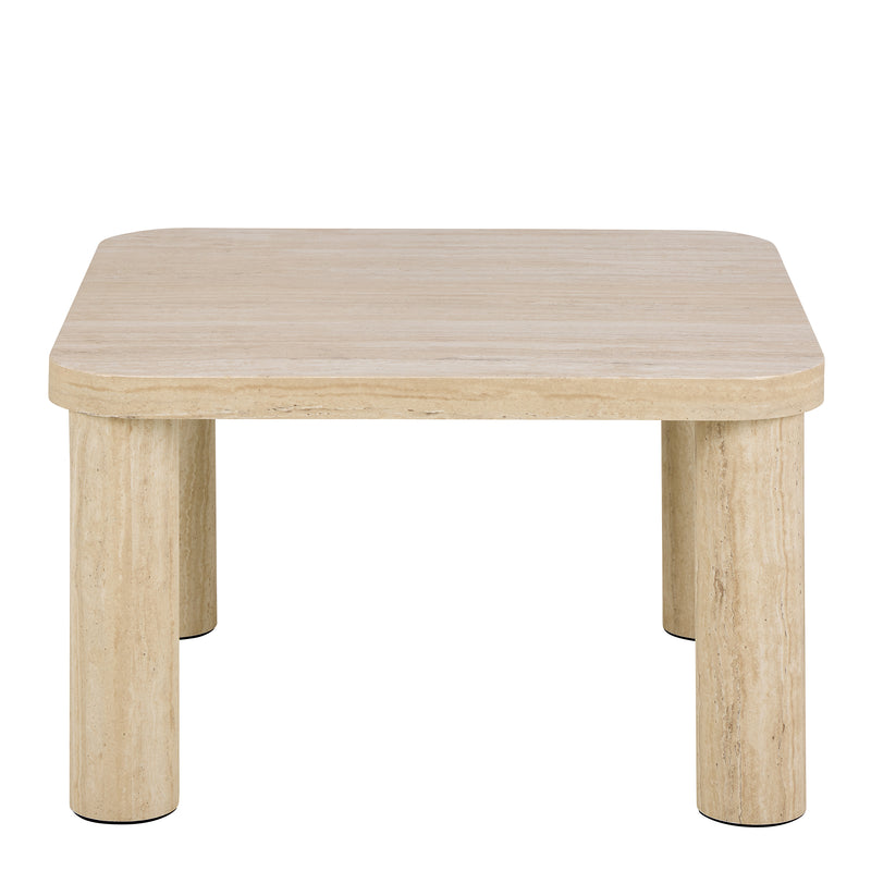 Solano Square Coffee Table in Light Travertine 60 x 60 cm — side angle