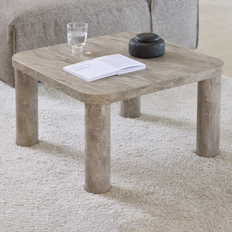 Solano Square Coffee Table in Grey 60 x 60 cm — detail view