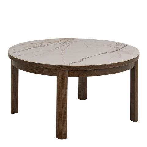 Southampton Round Coffee Table in Cream Ceramic 90x45cm — front view