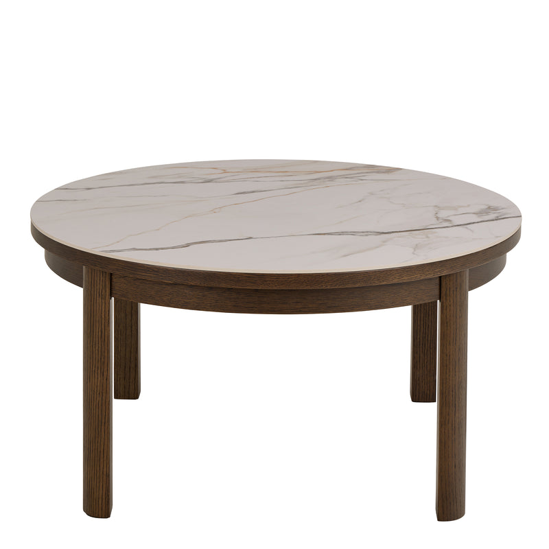 Southampton Round Coffee Table in Cream Ceramic 90x45cm — side angle