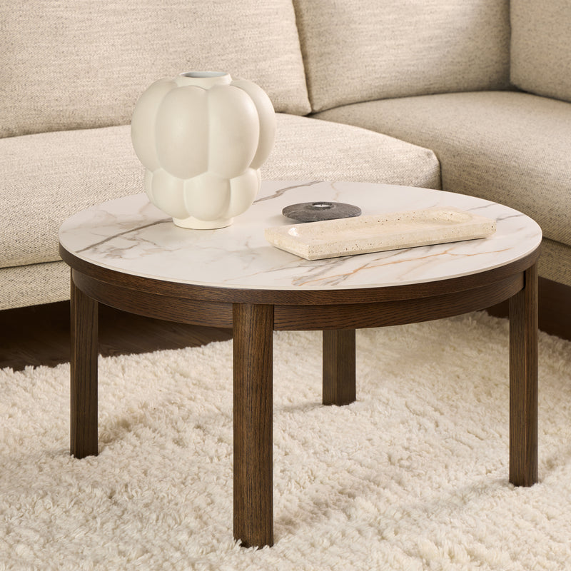Southampton Round Coffee Table in Cream Ceramic 90x45cm — alternative angle