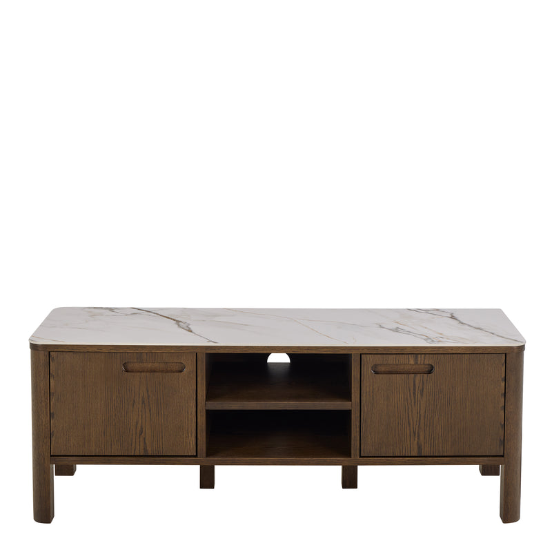 Southampton TV Unit 2 Doors 1 Shelf in Ceramic Cream — side angle