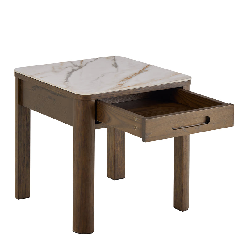 Southampton Square Side Table 1 Drawer in Cream Ceramic — alternative angle