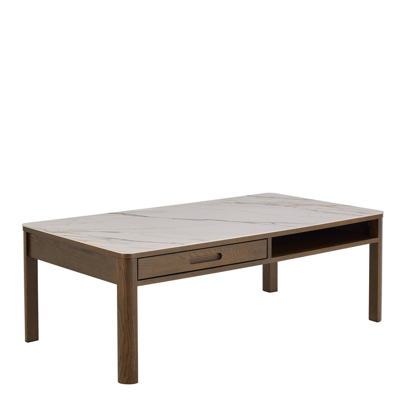 Southampton Rectangular Coffee Table 1 Drawer 1 Shelf  in Cream Ceramic — front view