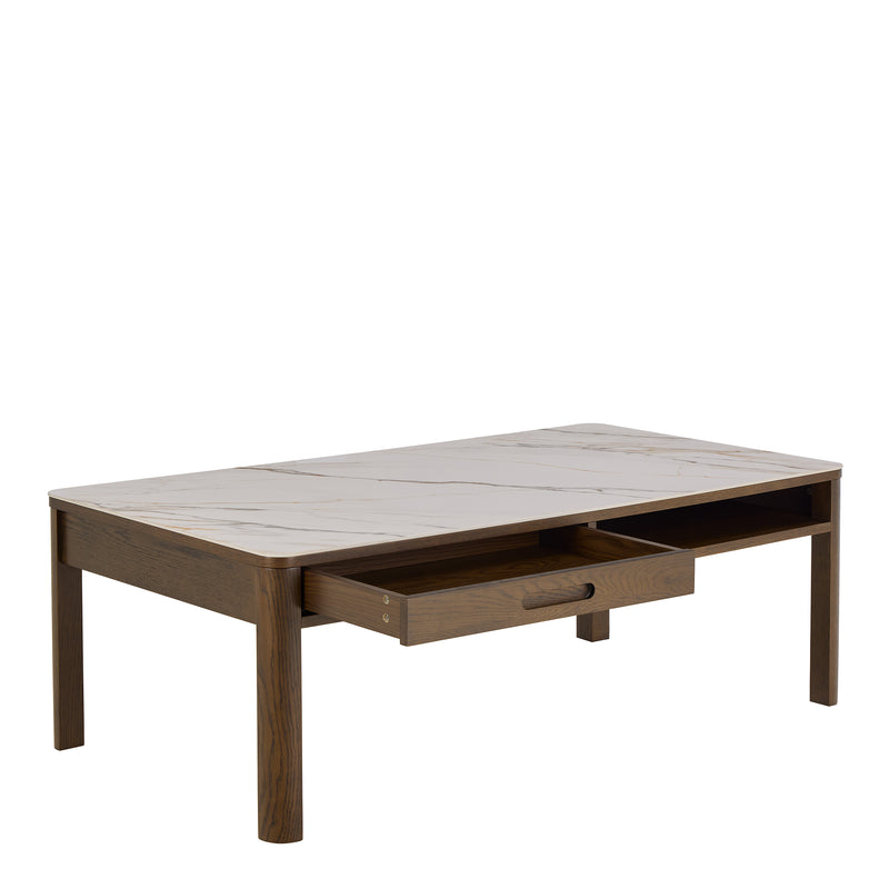 Southampton Rectangular Coffee Table 1 Drawer 1 Shelf  in Cream Ceramic — alternative angle