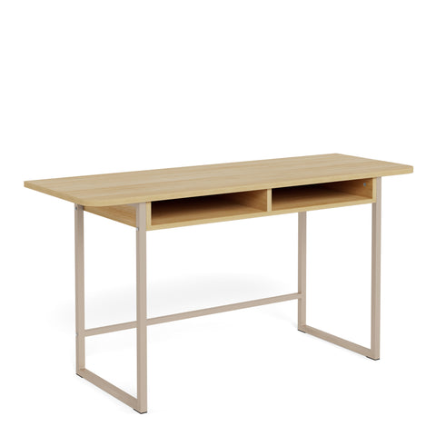 Darlington Console Table With 2 Open Shelves and Oak Top — front view