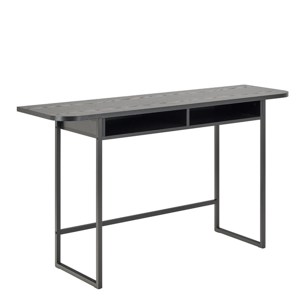 Darlington Console Table With Open Shelf and Oak Top in Black